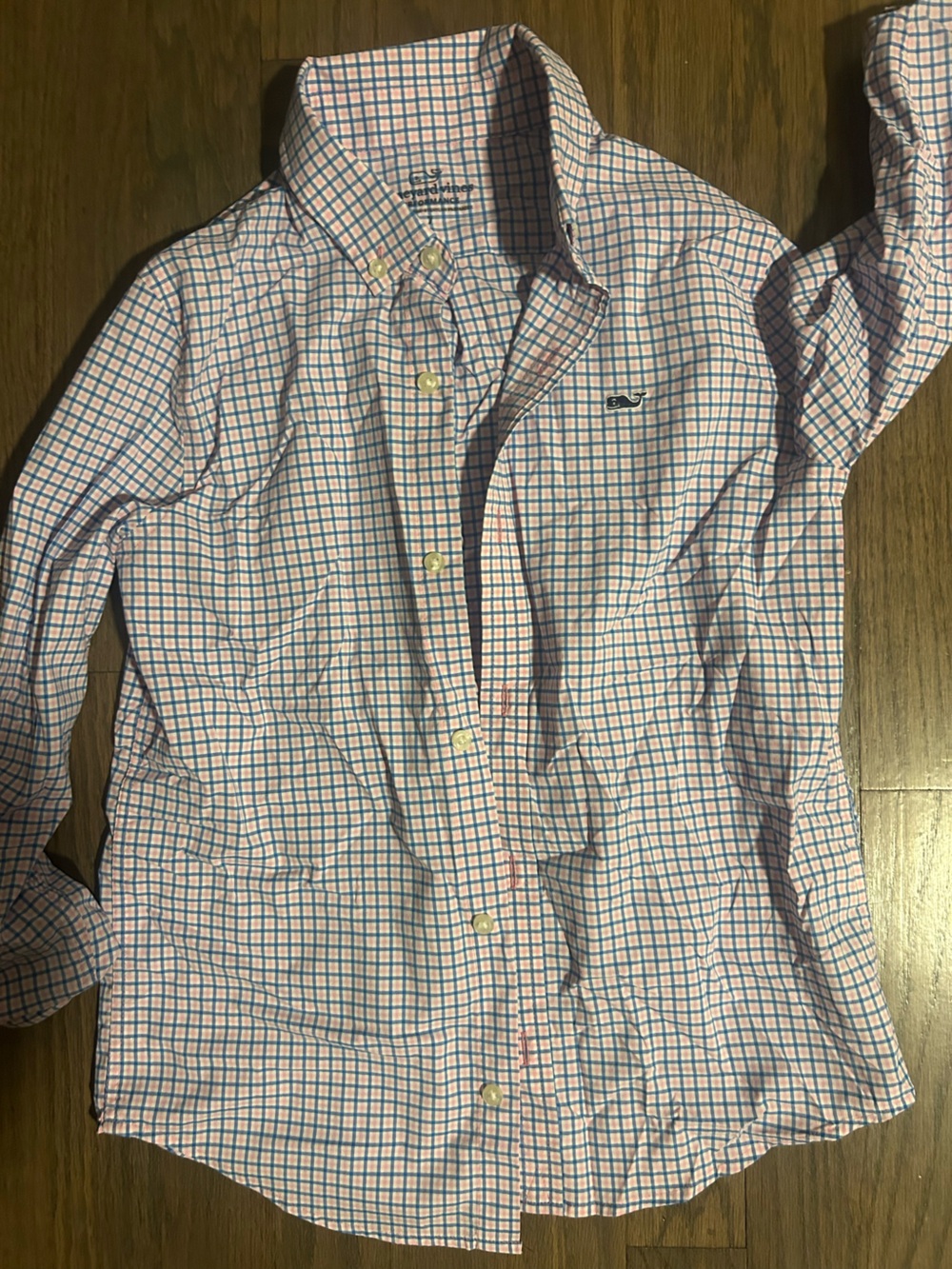 Vineyard Vines Pink & Blue Plaid Kids Button-Down Shirt